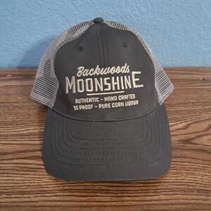 Backwoods Moonshine Trucker Hat Brown Embroidered Mesh Back Snap Back Casual